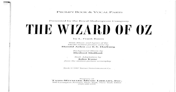 Script of wizard of oz