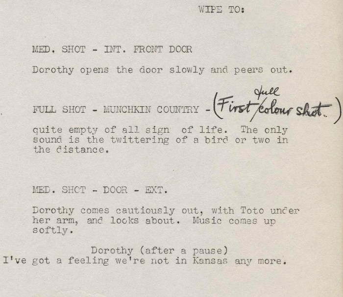 Script of wizard of oz