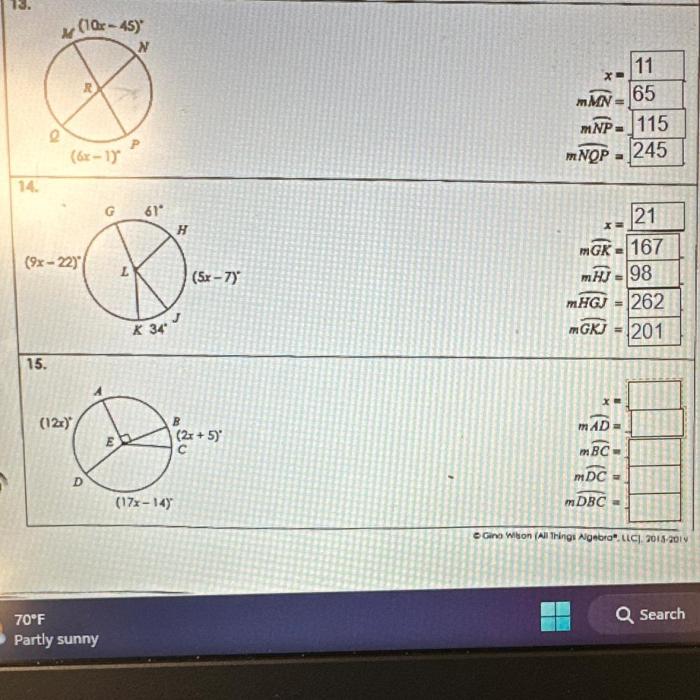 Unit 10 circles homework 3