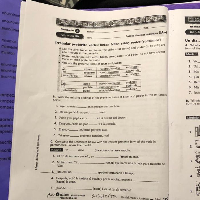 Pasando por el centro 3a-1 answer key