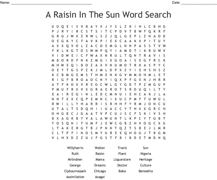 Crossword a raisin in the sun