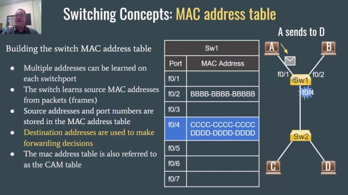 What are two actions performed by a cisco switch